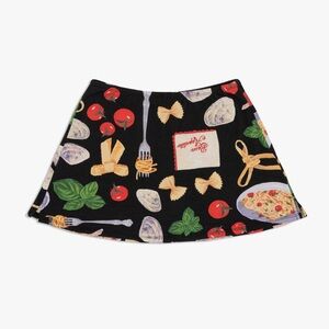 Lisa Says Gah Darcy Skort Buon Appetito Black Pasta Print Size Small NWT